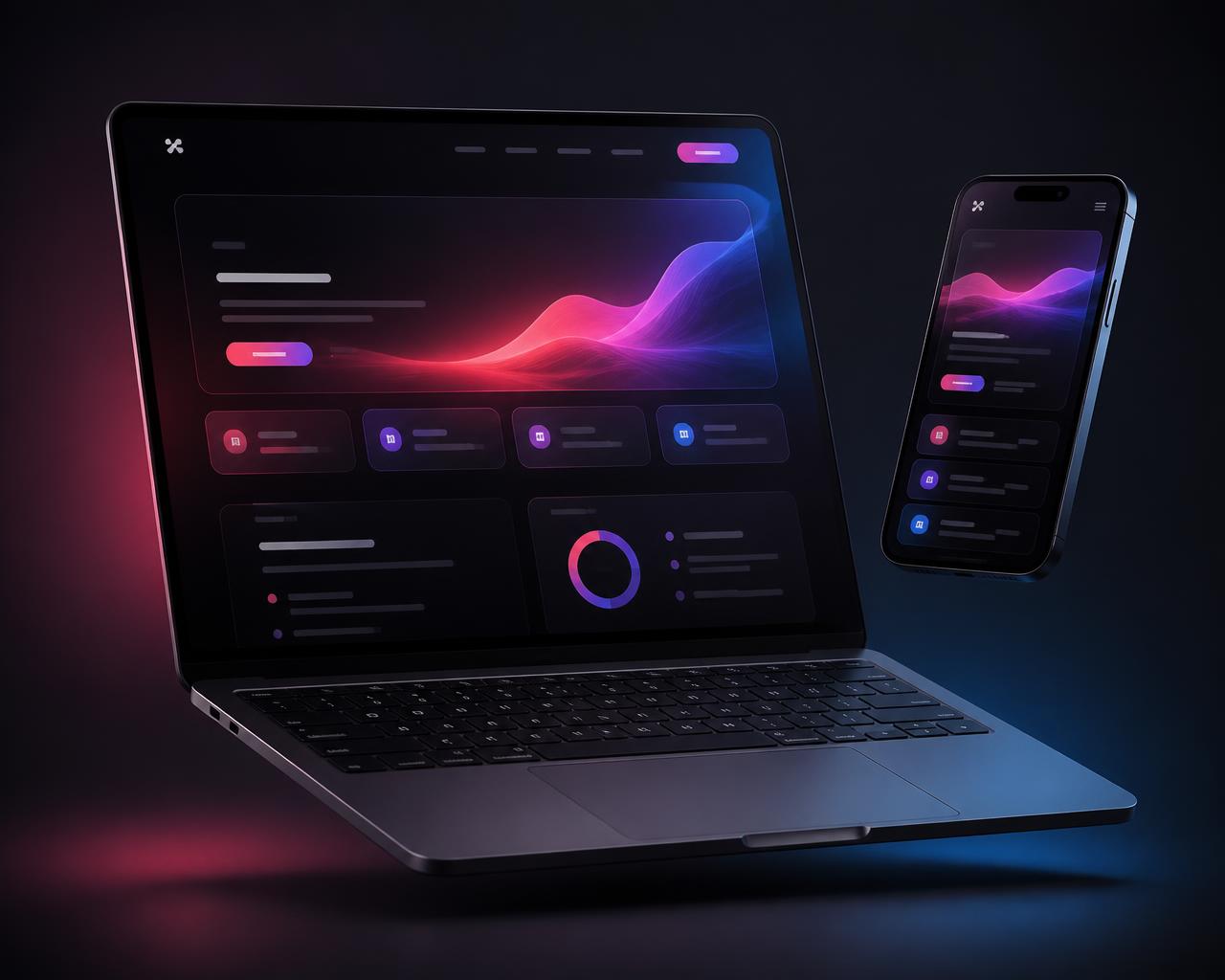 Laptop and smartphone displaying a modern website design concept by Toko Web